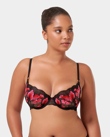 Vivienne Floral Embroidered Bra Pink