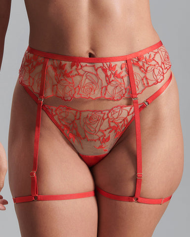 Rosalie Thigh Harness Red/Sheer