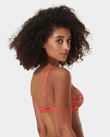 Leonora Wired Bra Hot Coral/Sheer